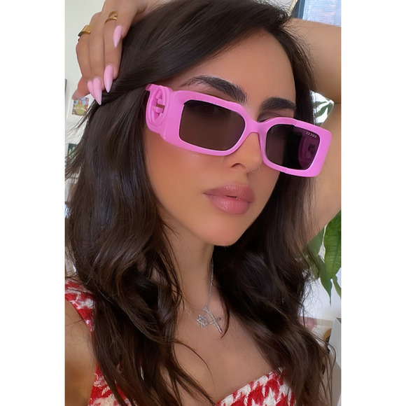 NEW Gucci GG1325S Slim Pink Logo Sunglasses - Picture 1 of 9